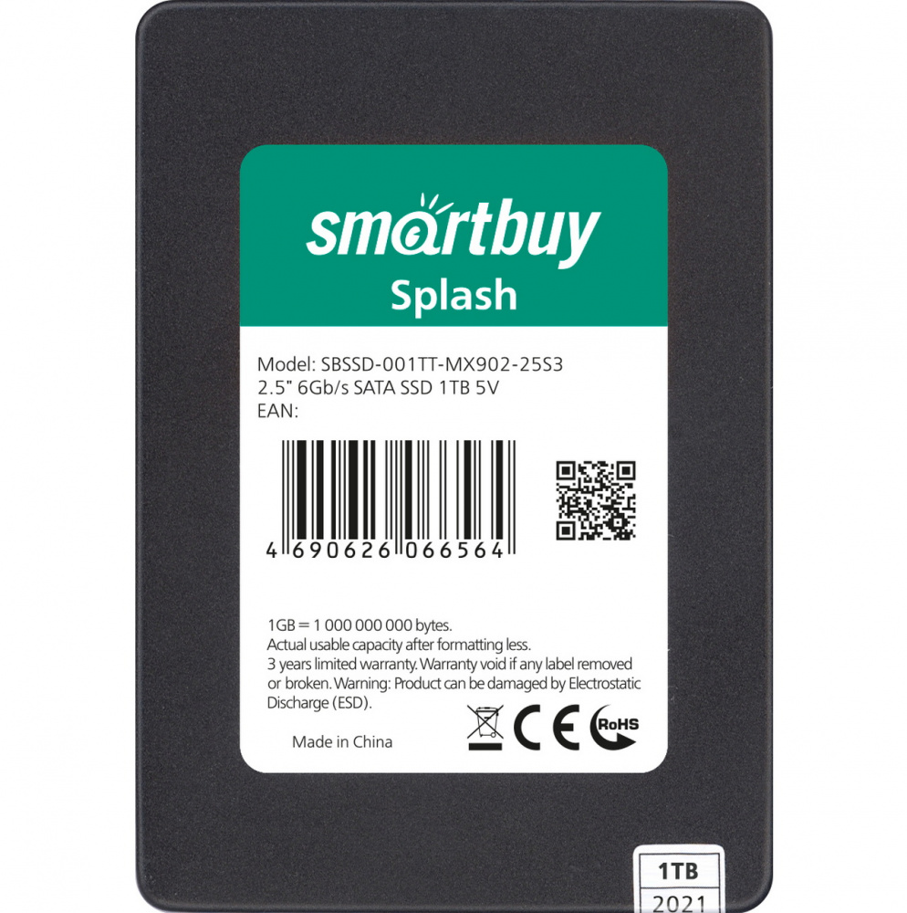 2,5" SSD накопитель 1 Tb, Smartbuy Splash, SATA-III
