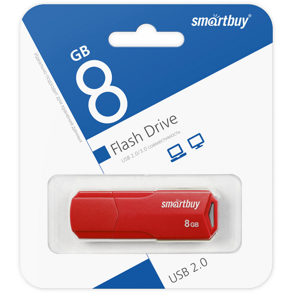 Smartbuy USB 2.0 Flash 8 Gb Clue (Red)