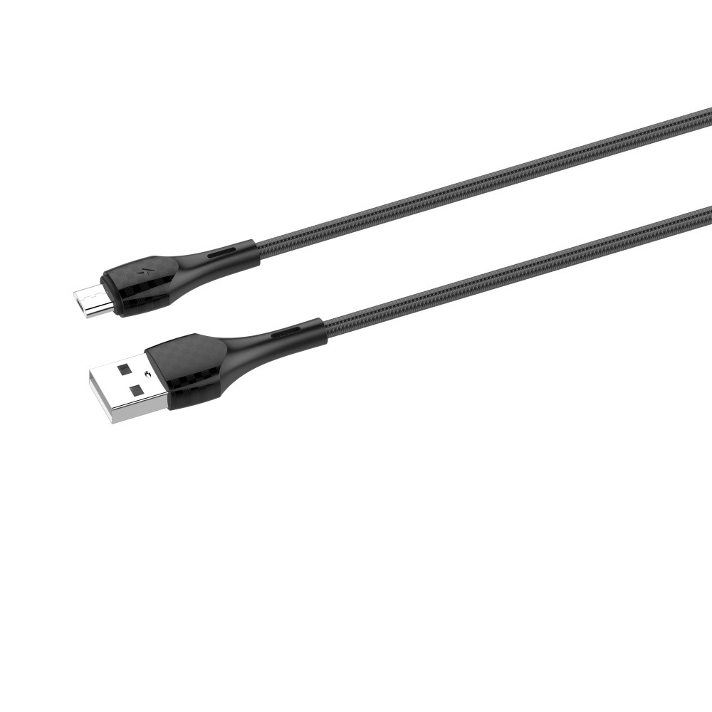 LDNIO кабель micro USB, 1 м, LS521, серый, LED подсветка