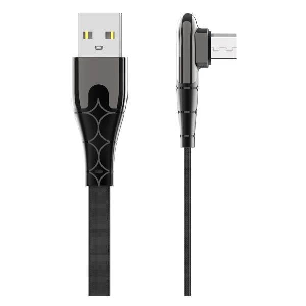LDNIO кабель micro USB, 1 м, LS581, серый, нейлон, угловой