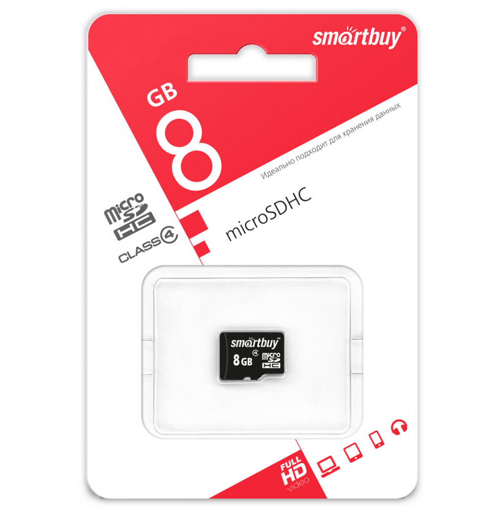 Smartbuy карта памяти MicroSDHC 8 Gb Class4, без адаптера