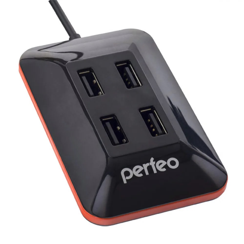 Perfeo USB-Хаб 2.0, 4 порта (PF-VI-H028 black), черный
