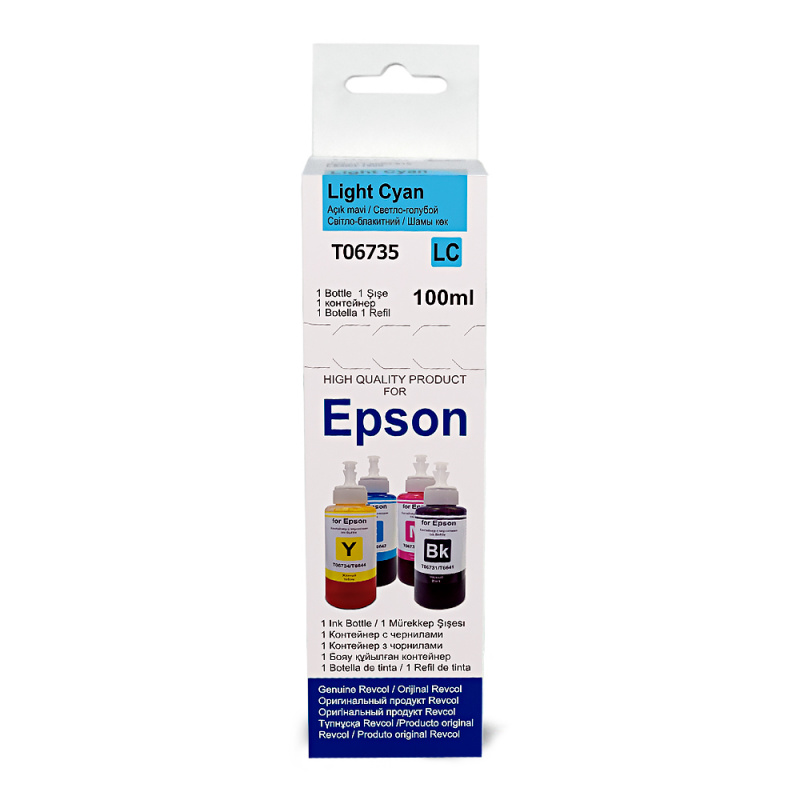 Revcol чернила для Epson, серия L, оригинальная упаковка, L.Cyan, Dye, 100 мл.